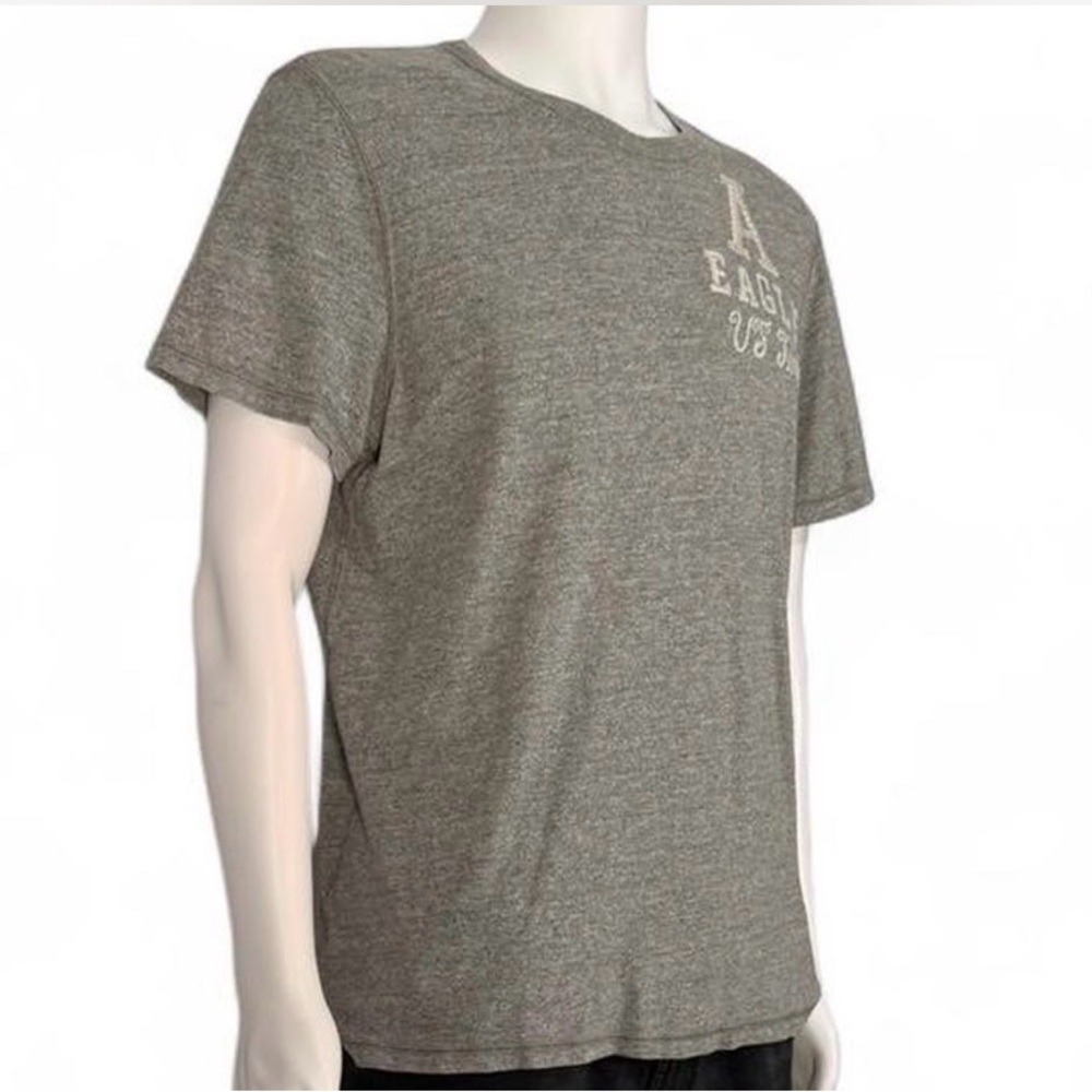 American Eagle Mens Athletic Fit T-Shirt Grey Heather Graphic Tee Large - Picture 2 of 6